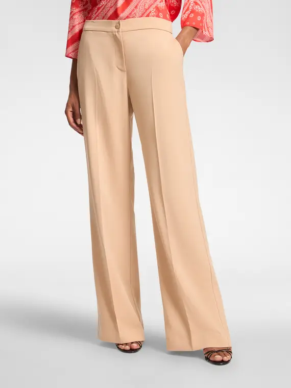 Pantaloni maschili in tessuto fluido Donna, Beige miniatura 3