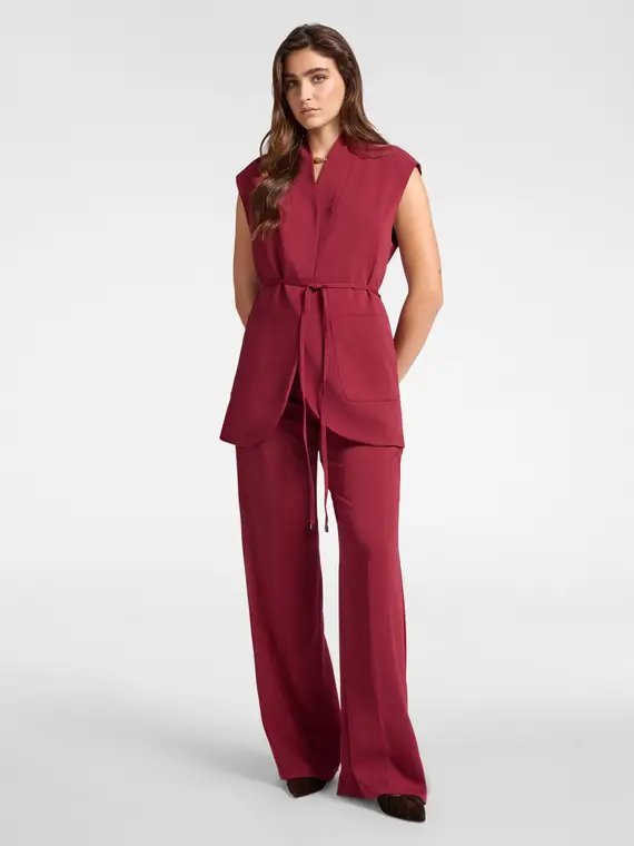 Pantaloni maschili in tessuto fluido Donna, Bordeaux