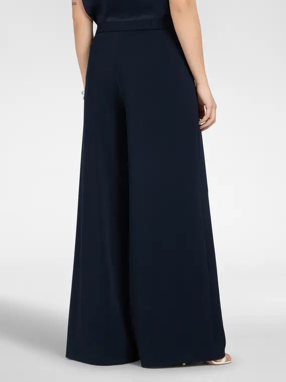Pantaloni palazzo in cady Donna, Blu miniatura 2