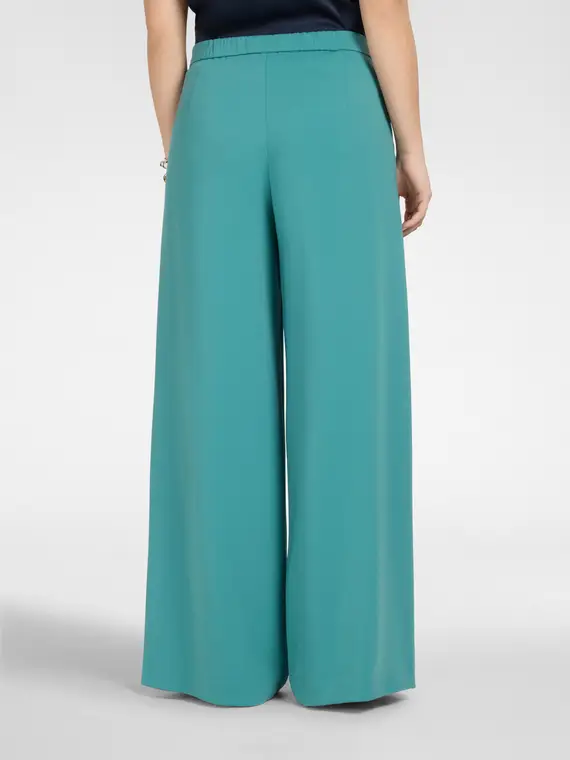 Pantaloni palazzo in cady Donna, Verde acqua miniatura 2