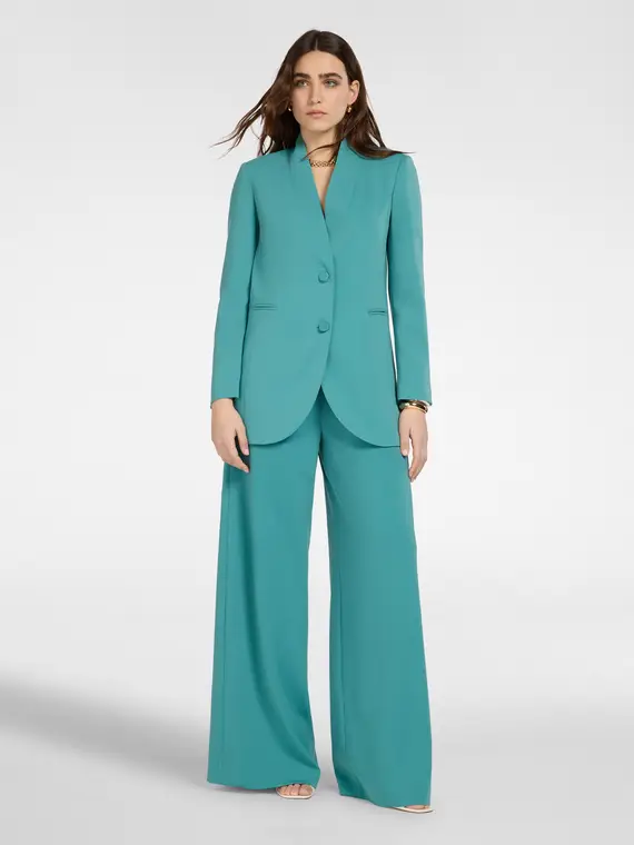 Pantaloni palazzo in cady Donna, Verde acqua
