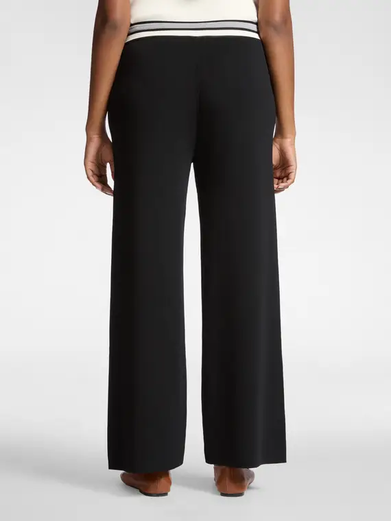 Pantaloni palazzo misto viscosa Donna, Nero (42 IT) miniatura 2
