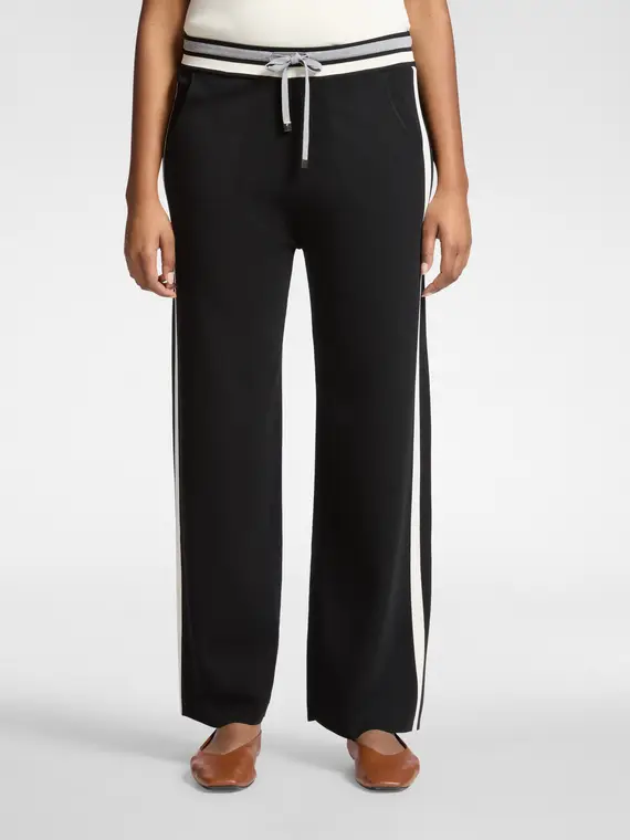 Pantaloni palazzo misto viscosa Donna, Nero (42 IT) miniatura 3