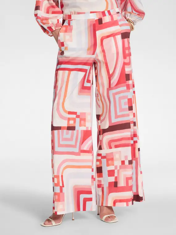 Pantaloni palazzo stampati Donna, Rosso miniatura 3