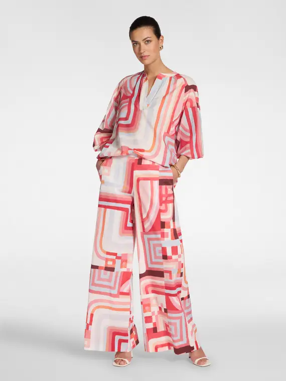 Pantaloni palazzo stampati Donna, Rosso