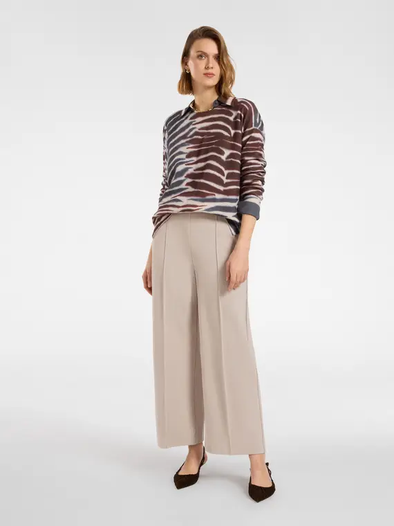 Pantaloni pull on in jersey Donna, Beige (46-48 IT)