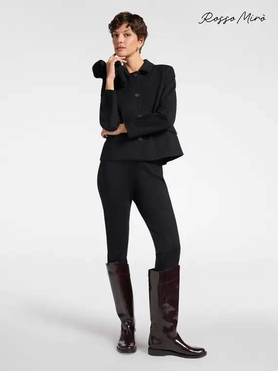 Pantaloni slim con inserto a contrasto Donna, Nero