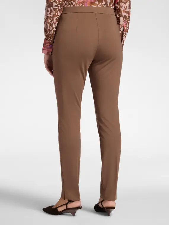 Pantaloni slim in punto Milano Donna, Marrone miniatura 2