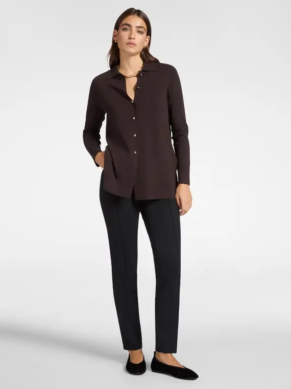 Pantaloni slim in punto Milano Donna, Nero (42 IT)