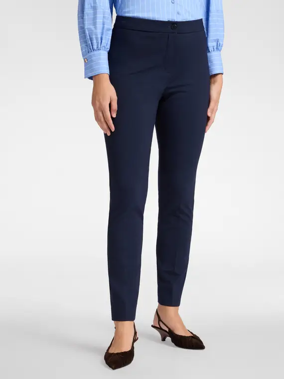 Pantaloni slim in punto Milano Donna miniatura 3