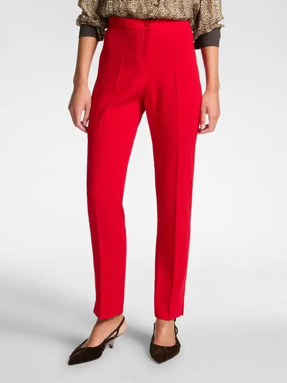 Pantaloni slim in tessuto stretch Donna, Rosso miniatura 3