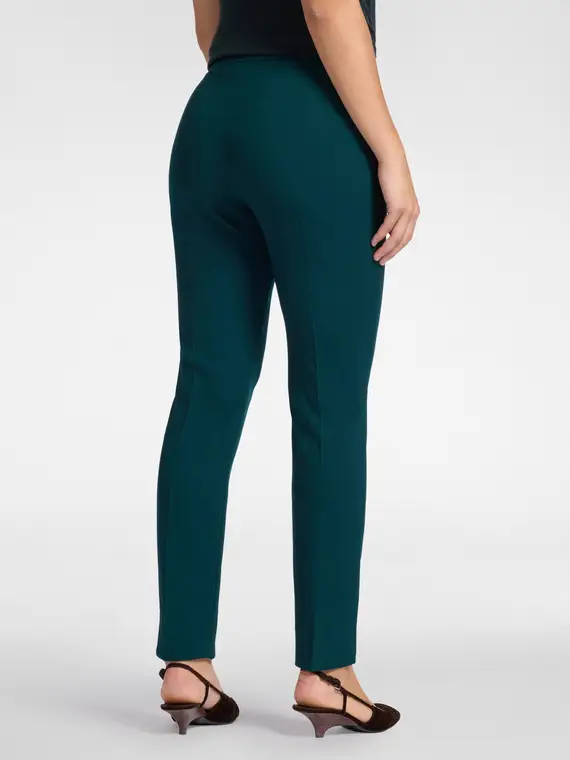 Pantaloni slim in tessuto stretch Donna, Verde miniatura 2