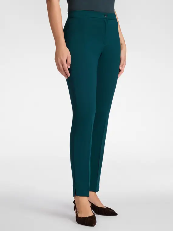 Pantaloni slim in tessuto stretch Donna, Verde miniatura 3