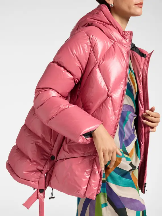 Piumino a rombi con tasche ampie Donna, Rosa miniatura 3