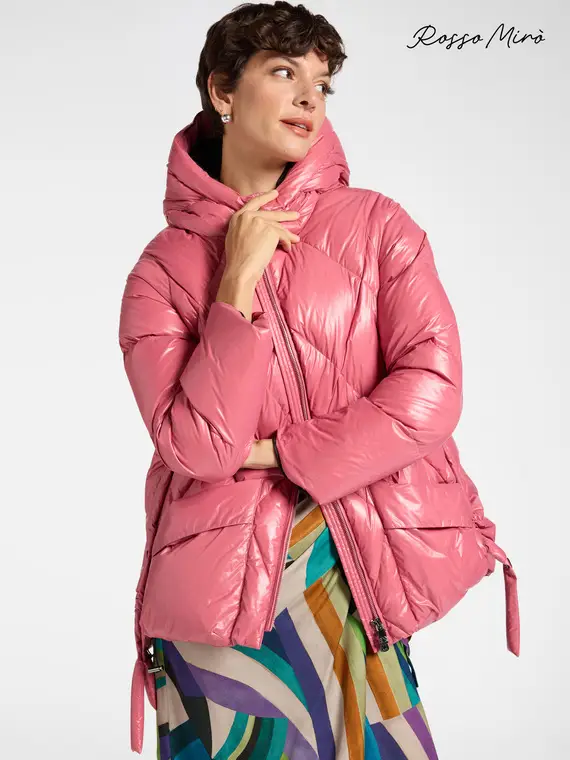 Piumino a rombi con tasche ampie Donna, Rosa