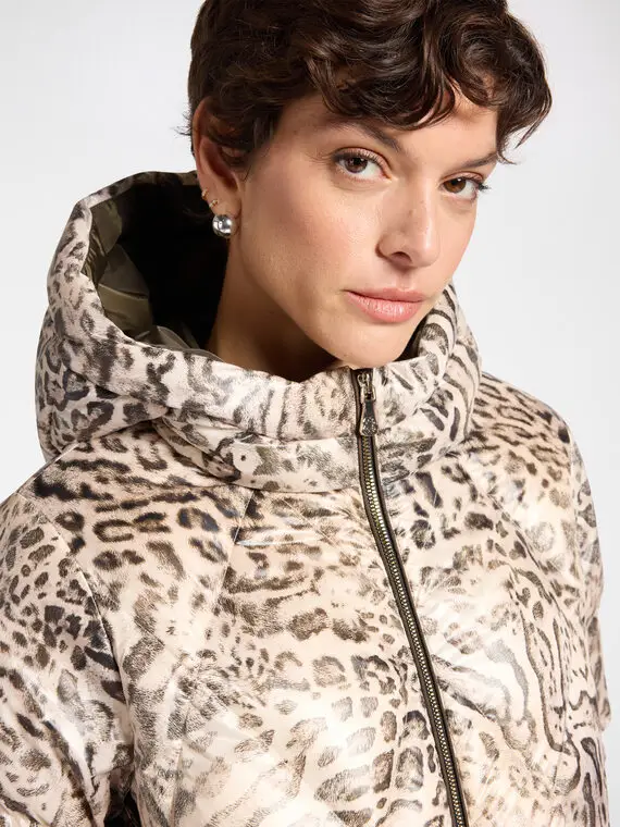 Piumino animalier Donna, Beige miniatura 3