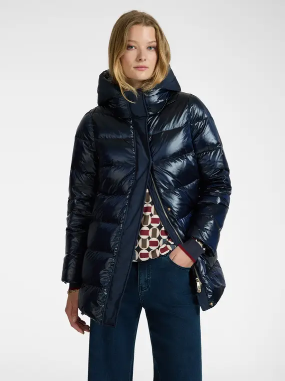 Piumino con cappuccio Donna, Blu