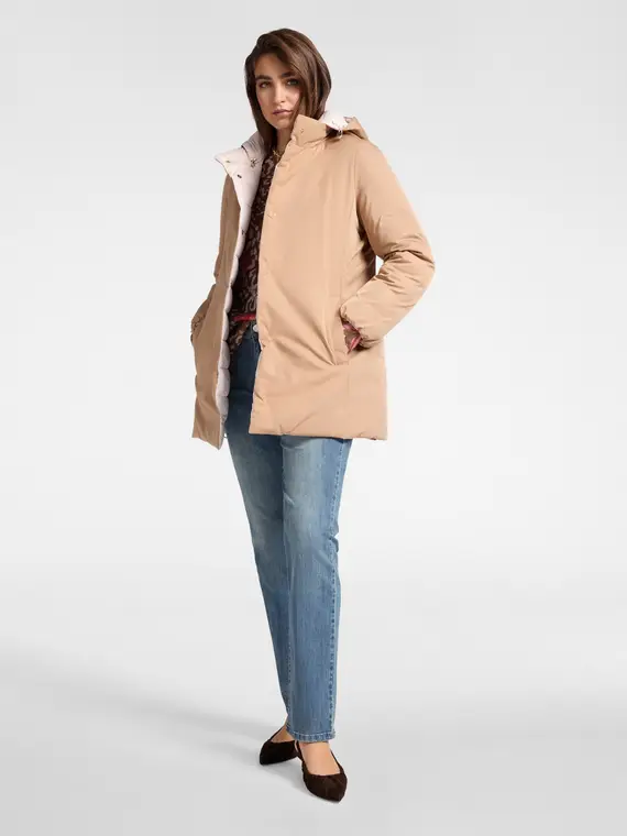 Piumino reversibile in nylon antigoccia Donna, Beige miniatura 3