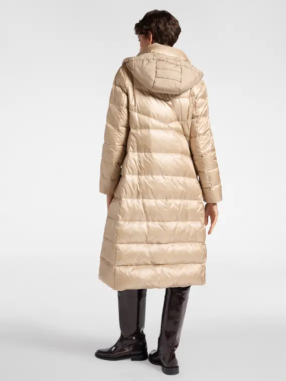 Piumino trapuntato con cappuccio Donna, Beige miniatura 2