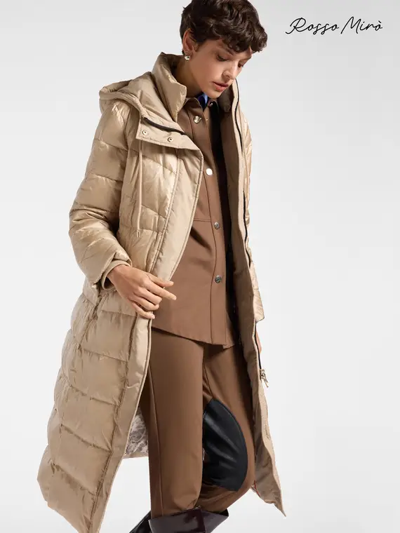 Piumino trapuntato con cappuccio Donna, Beige