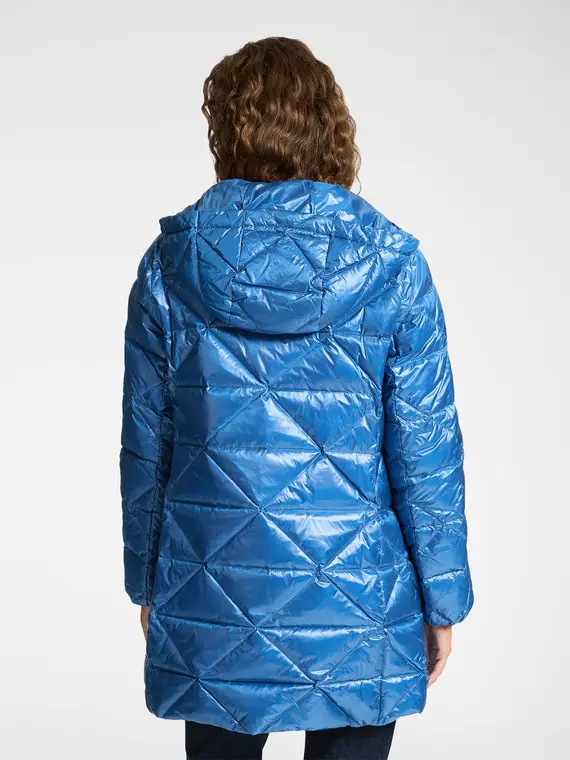Piumino trapuntato con cappuccio Donna, Blu miniatura 2