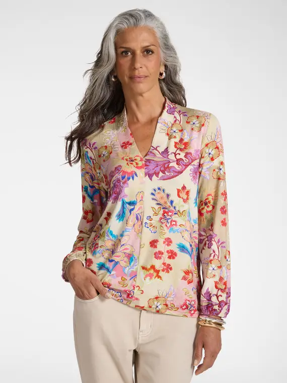 T-shirt stampata con scollo a V Donna, Rosso (46-48 IT)