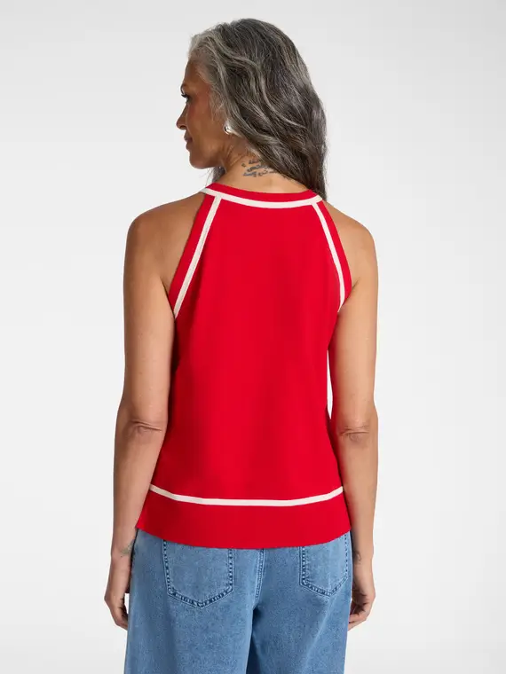 Top in maglia con bordi a contrasto Donna, Rosso (52-54 IT) miniatura 2