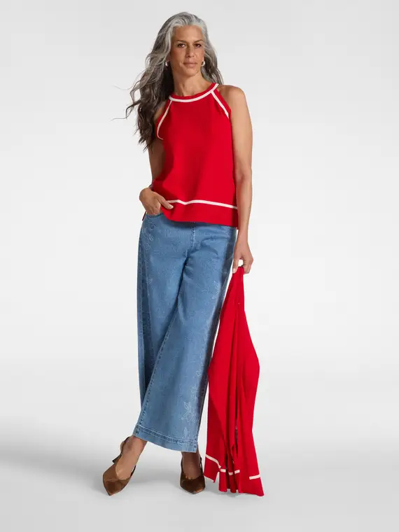 Top in maglia con bordi a contrasto Donna, Rosso (52-54 IT) miniatura 3