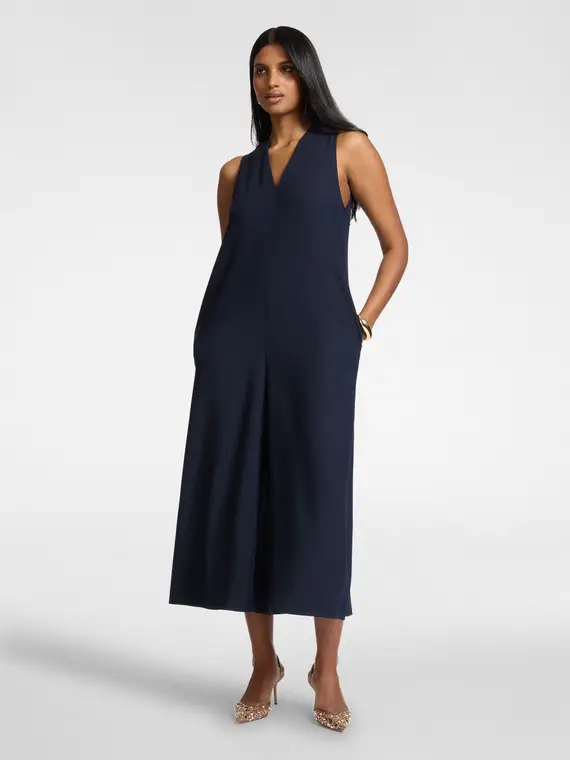 Tuta palazzo in crêpe enver satin Donna, Blu