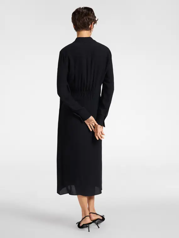 Wrap dress in georgette Donna, Nero miniatura 2