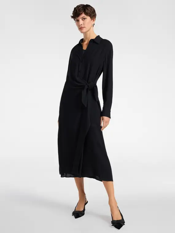 Wrap dress in georgette Donna, Nero miniatura 3
