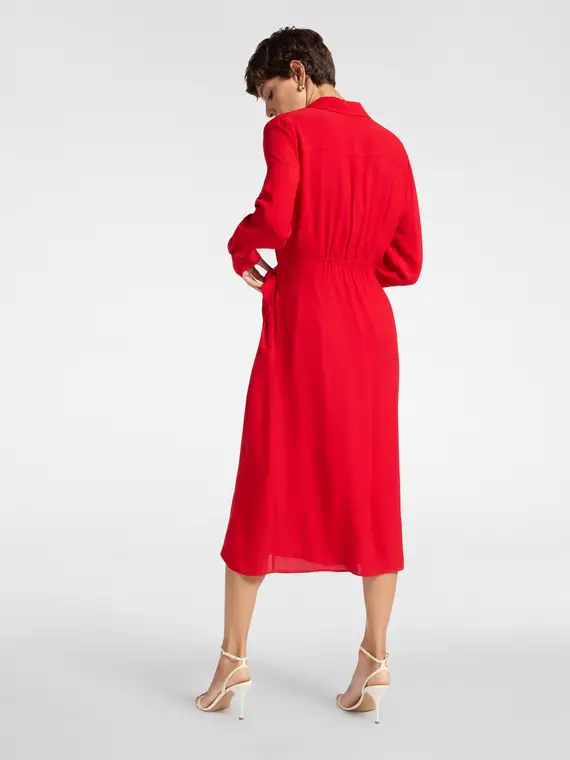 Wrap dress in georgette Donna, Rosso miniatura 2