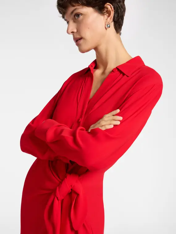 Wrap dress in georgette Donna, Rosso miniatura 3