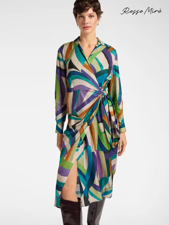 Wrap dress stampa multicolor Donna, Ottanio