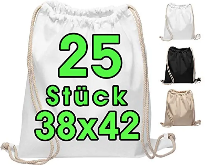 ELES VIDA Borsa da palestra in cotone 25 pezzi 38x42cm - Borsa sportiva - in tela certificata OEKO-TEX® Borsa per la