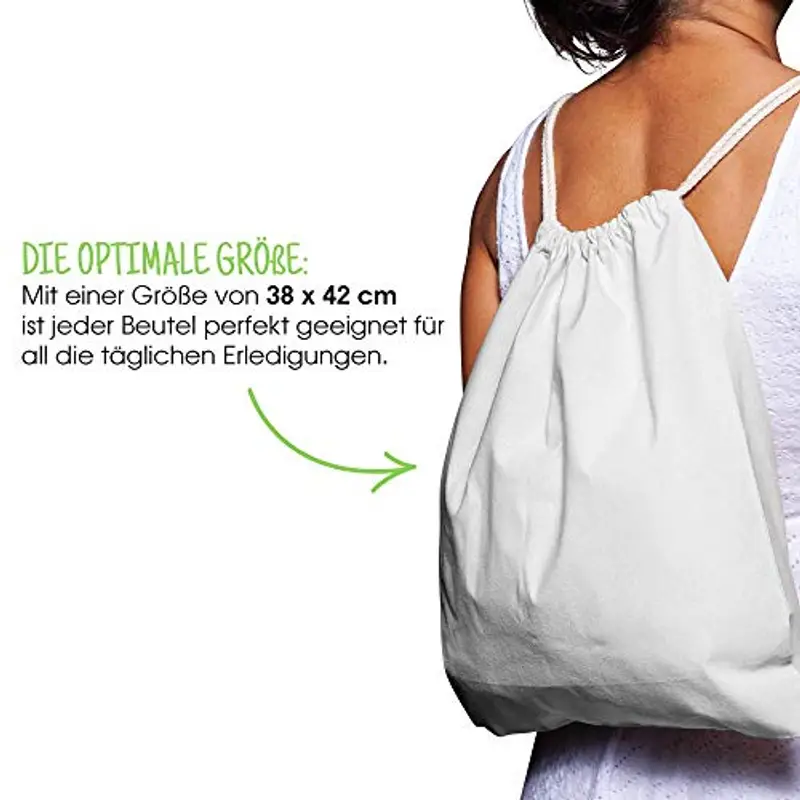 ELES VIDA Borsa da palestra in cotone 25 pezzi 38x42cm - Borsa sportiva - in tela certificata OEKO-TEX® Borsa per la miniatura 3