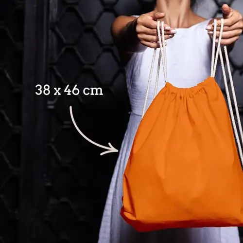 ELES VIDA Sacca in cotone da palestra, Zaino borsa in tessuto, borsa in cotone, borsa in juta Borsa in tessuto miniatura 2