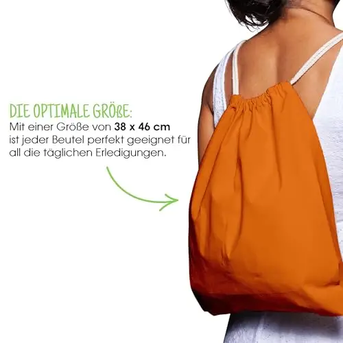 ELES VIDA Sacca in cotone da palestra, Zaino borsa in tessuto, borsa in cotone, borsa in juta Borsa in tessuto miniatura 3