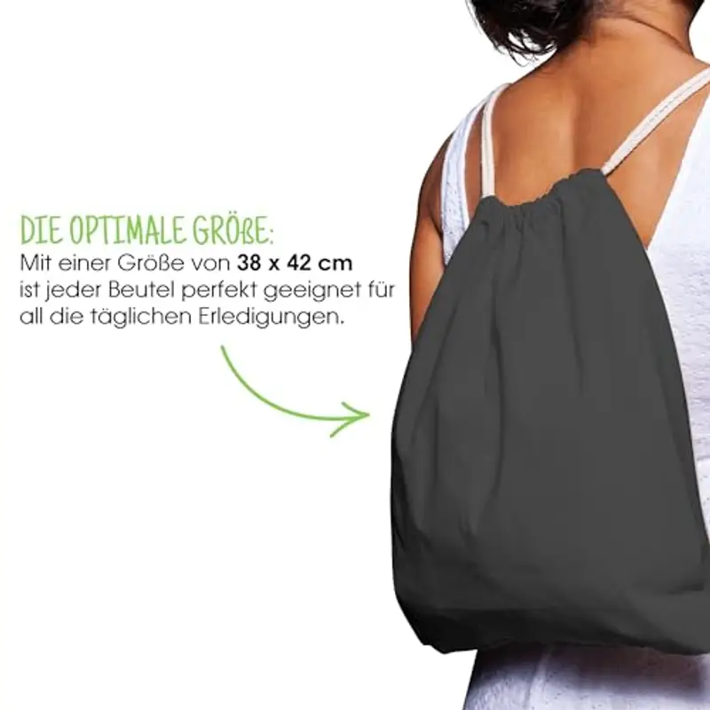 ELES VIDA Sacca in cotone da palestra, Zaino borsa in tessuto, borsa in cotone, borsa in juta Borsa in tessuto miniatura 2