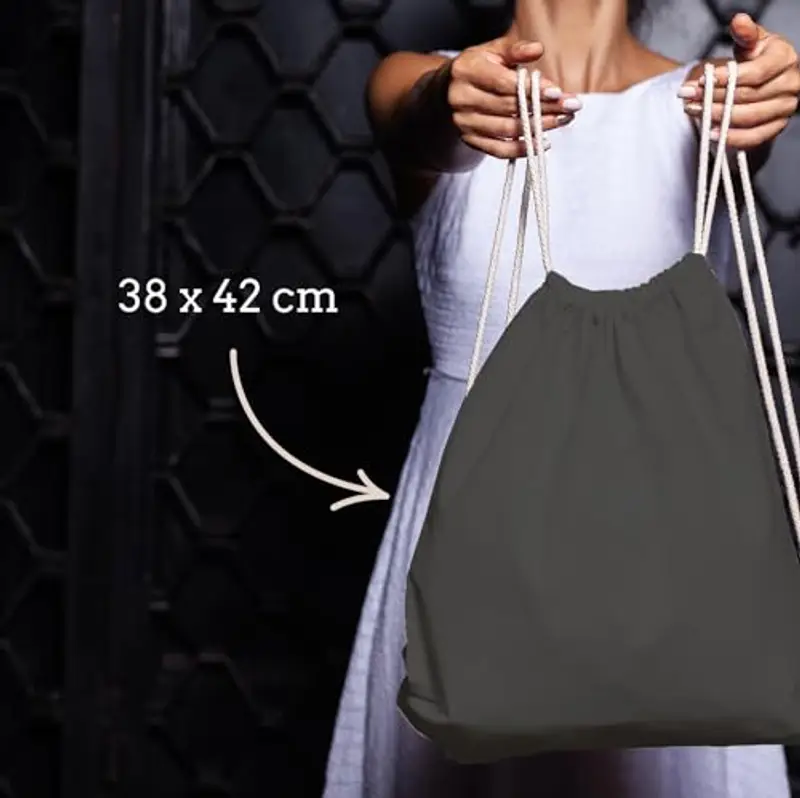 ELES VIDA Sacca in cotone da palestra, Zaino borsa in tessuto, borsa in cotone, borsa in juta Borsa in tessuto miniatura 3