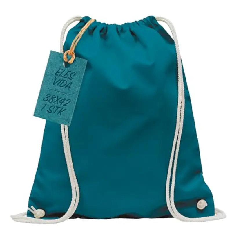 ELES VIDA Sacca in cotone da palestra, Zaino borsa in tessuto, borsa in cotone, borsa in juta Borsa in tessuto omologata OEKO-TEX® (benzina, 38 x 42 cm)