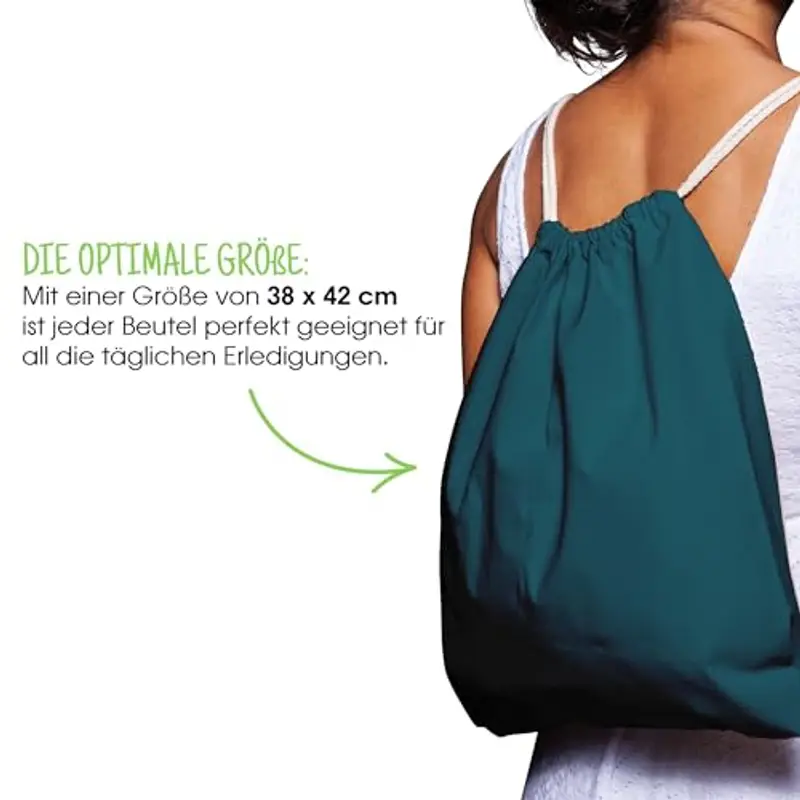 ELES VIDA Sacca in cotone da palestra, Zaino borsa in tessuto, borsa in cotone, borsa in juta Borsa in tessuto omologata OEKO-TEX® (benzina, 38 x 42 cm) miniatura 3