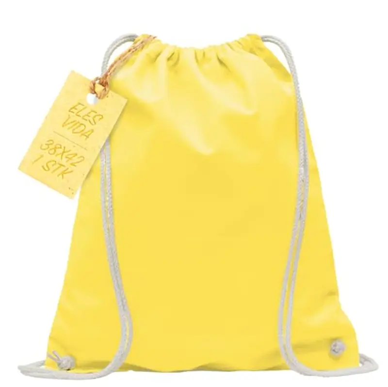 ELES VIDA Sacca in cotone da palestra, Zaino borsa in tessuto, borsa in cotone, borsa in juta Borsa in tessuto omologata OEKO-TEX® (giallo, 38 x 42 cm)