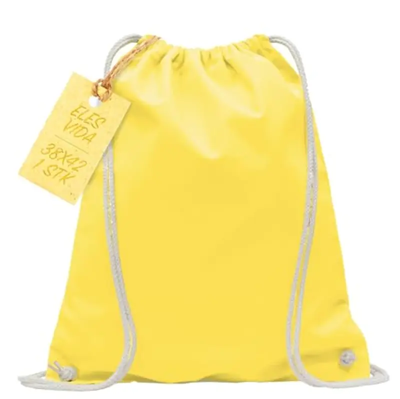 ELES VIDA Sacca in cotone da palestra, Zaino borsa in tessuto, borsa in cotone, borsa in juta Borsa in tessuto omologata OEKO-TEX® (giallo, 38 x 42 cm) miniatura 2