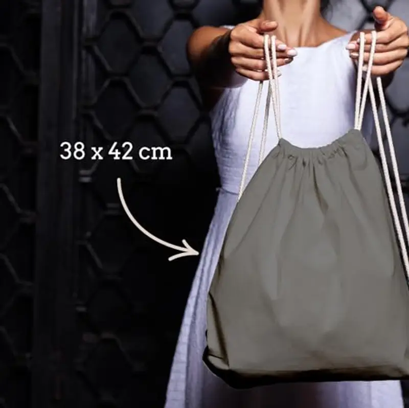 ELES VIDA Sacca in cotone da palestra, Zaino borsa in tessuto, borsa in cotone, borsa in juta Borsa in tessuto omologata OEKO-TEX® (grigio, 38 x 42 cm) miniatura 2
