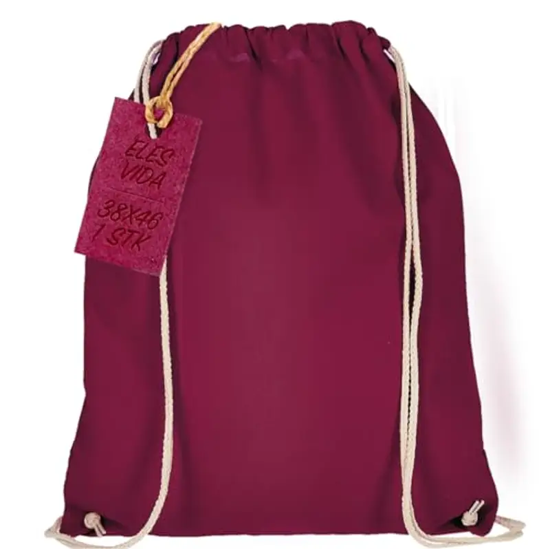 ELES VIDA Sacca in cotone da palestra, Zaino borsa in tessuto, borsa in cotone, borsa in juta Borsa in tessuto omologata OEKO-TEX® rosso scuro