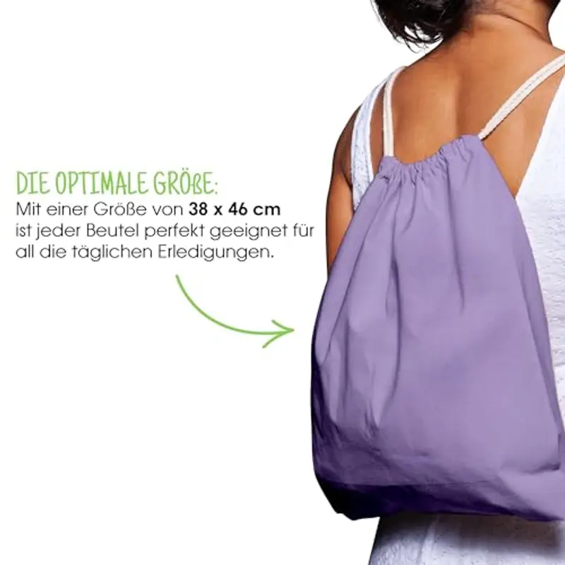 ELES VIDA Sacca in cotone da palestra, Zaino borsa in tessuto, borsa in cotone, borsa in juta Borsa in tessuto omologata OEKO-TEX® (salmone, 38 x 46 cm) miniatura 2