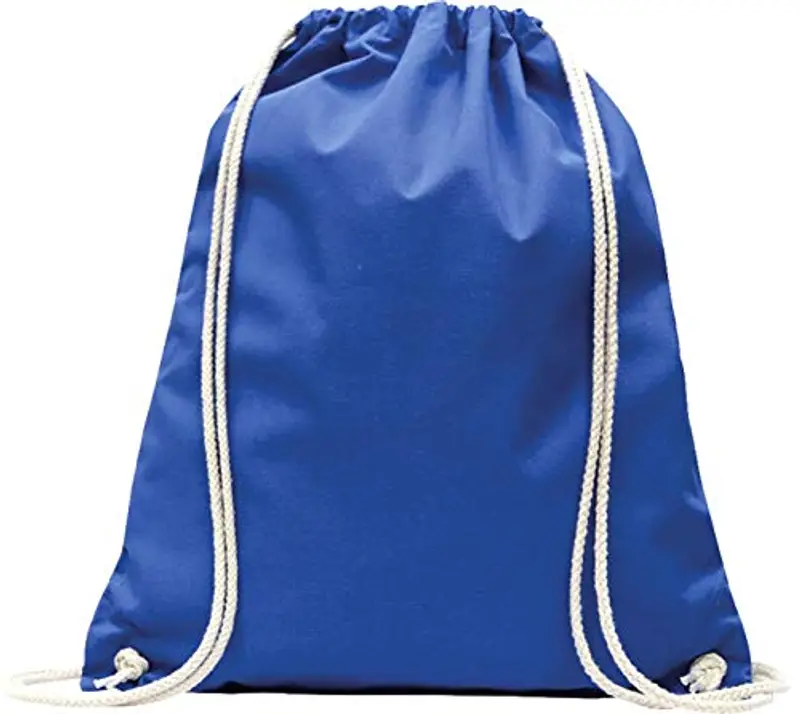 ELES VIDA Sacchetti in cotone, 10 pezzi, 38 x 42 cm, per lo sport, zaino in tessuto, sacchetti di cotone, sacchetti di iuta certificati Oeko-Tex®, sacchetti per la spesa, palestra, da dipingere, blu miniatura 2