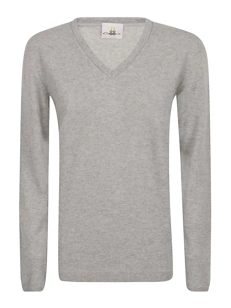 Maglione con scollo a V Grigio Chiaro