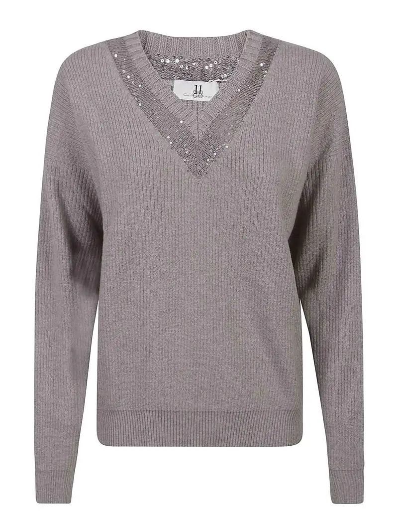 Maglione scollo a V Grigio